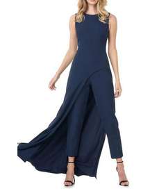 Kay Unger Davina Midnight Navy Blue Sleeveless Maxi Jumpsuit Size 4 NWT