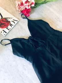 Black Romper With Tie Front Detail