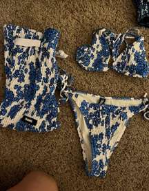 Navy Blue Floral Bikini Set