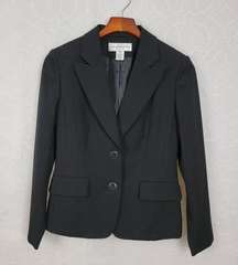 Jones New York Suit Womens Jacket 4 Black Satin Lined Double Button Career Work