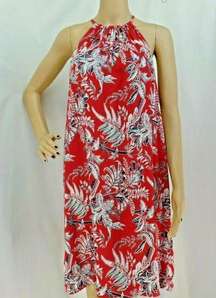 "LOFT" RED & GRAY PAISLEY PRINT SLEEVELESS SWING DRESS SIZE: XSP NWT