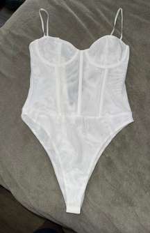 White Fox Corset Bodysuit