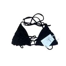 NWT Good American Black Jacquard Wave Check Tiny Ties Bikini Top Size X-1