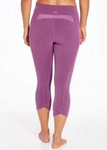 CALIA Essential Crossover Heathered Purple Fitted Capris Leggings sz Small