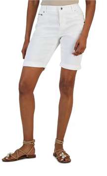 High Rise Denim Bermuda Shorts