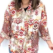 Lemon Grass Aztec Button-down Top Size PXL