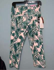 Gottex Pink Palm Capri Length Inter-Luxe Leggings Size Large