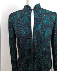 ONYX Nite Vintage Black and Green Sparkle Sequin Cardigan Jacket Cape Small