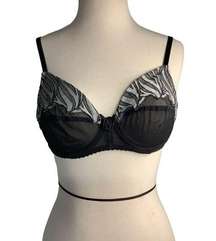 Sandra Aretti Black with Silver Embroidered Underwire Bra Size 32 C