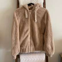 NWOT Alter’d State tan faux fur full zipper jacket