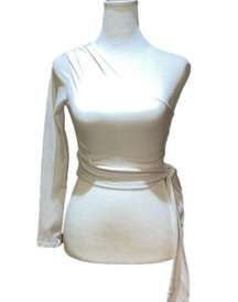 Diosa White One Shoulder Cropped Shirt Size XS