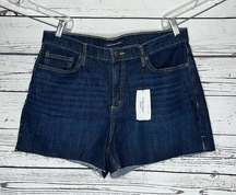 Calvin Klein Jeans NWT Size 16/33 Dark Blue Denim Raw Hemline Jean Shorts