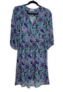 Anna Kay Multicolor Floral Print 3/4 Sleeve Short Dress