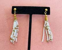 Vintage Joan Rivers gold plated with white breads earrings unsigned