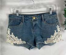 Harper lace detail jean shorts