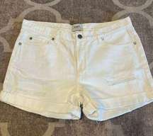 Obey cuffed denim jean shorts size 29 in white