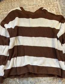 Brown And White Striped Sweater