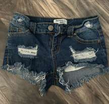 Harmony + Havic ripped blue Jean Shorts