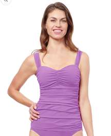 PROFILE BY  TUTTI FRUTTI D-CUP SHIRRED UNDERWIRE TANKINI TOP