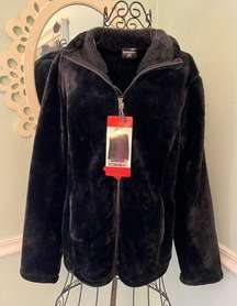 32 Degrees Heat Womens Faux Fur Warm Jacket Zip Up Mock Neck Black Size M NWT