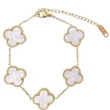 18K Mother Of Pearl Leaf Clover Bracelet