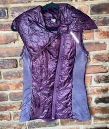 Mondetta Purple Striped Zip-Up Lightweight Vest Jacket Women's Size Small