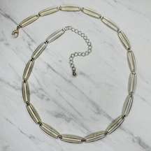 Skinny Bar Silver and Gold Tone Metal Chain Link Belt Size Large L XL