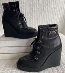 Maelyn Lace-Up Platform Wedge Boot / Size 9