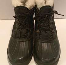 EDDIE BAUER /SOREL Winter Warm Lined Waterproof Booties LIKE NEW BLACK  W-8 Y-6