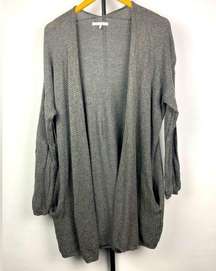 Oak + Fort Gray Open Knit Oversized Open Front Slouchy Cardigan with Pockets