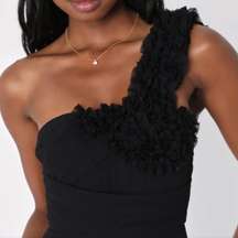 Elegant Invite Black Ruffled One-Shoulder Maxi Dress