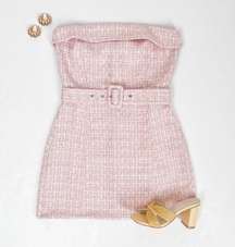 Day & Moon Pink Tweed Mini Cocktail Dress