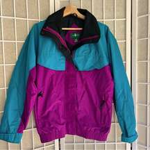 Vintage  90’s jacket windbreaker Teal purple color block ize small