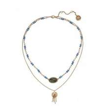 The Sak Two Row Necklace in Gold/Blue MSRP $34 NWT