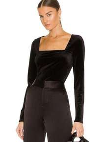 NWT N:PHILANTHROPY Square Neck Long Sleeve Velvet Top Black sZ L