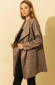 Taupe Scuba Suede Blazer Coat