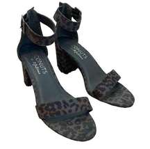 Coconuts by Matisse Leopard Print Stacked Ankle Strap Sandals Size 8