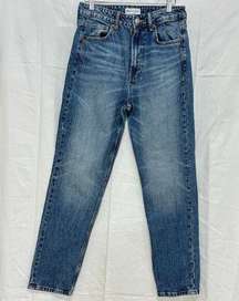 Zara High Waisted Whiskered Slim Fit Denim Skinny Jeans Blue Women's Size US 4