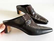 black and brown Tempe mules size 9N