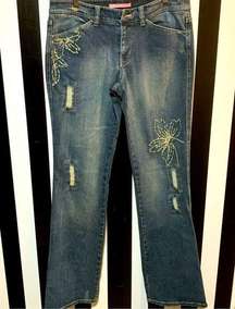 Gianni Bini Bootcut Embroidered Denim Jeans Woman’s 8/29 EUC