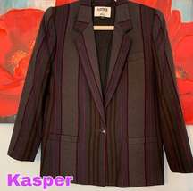 Kasper 100% Wool gray purple blazer top size 8 m