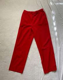 Red Pleated Front High Rise Pants