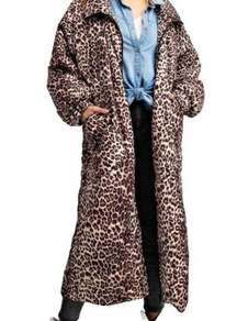 NWT EASEL Leopard Puffer Coat Sz Med