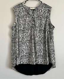 Everleigh Women’s Black and White Patterned Sleeveless Blouse Size 1XL