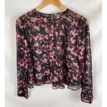 Chelsea28 floral chiffon semi sheer blouse size XS