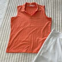 Lady Hagen Orange Striped Sleeveless Golf Polo Size M