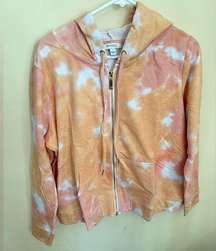 Skinny Girl Jeans Orange/Pink Tye Dye Women's Zip up Hoodie. Size Large.