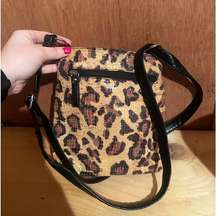 Animal print small crossbody purse with tassels