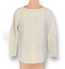 Vintage Coldwater Creek Sweater Cream Dolman Sleeve Crewneck Knit Pullover