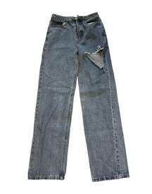 Boutique  Distressed Straight Leg Jeans In Color Washed Indigo
